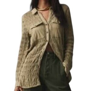New Pilcro Anthropologie Shirt Shacket XL 
Ruched Shirred Neutral Top